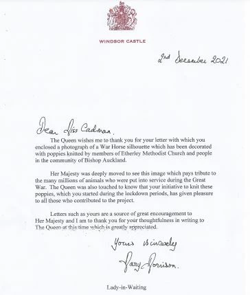 etherley letter rom queen december 2021 poppies