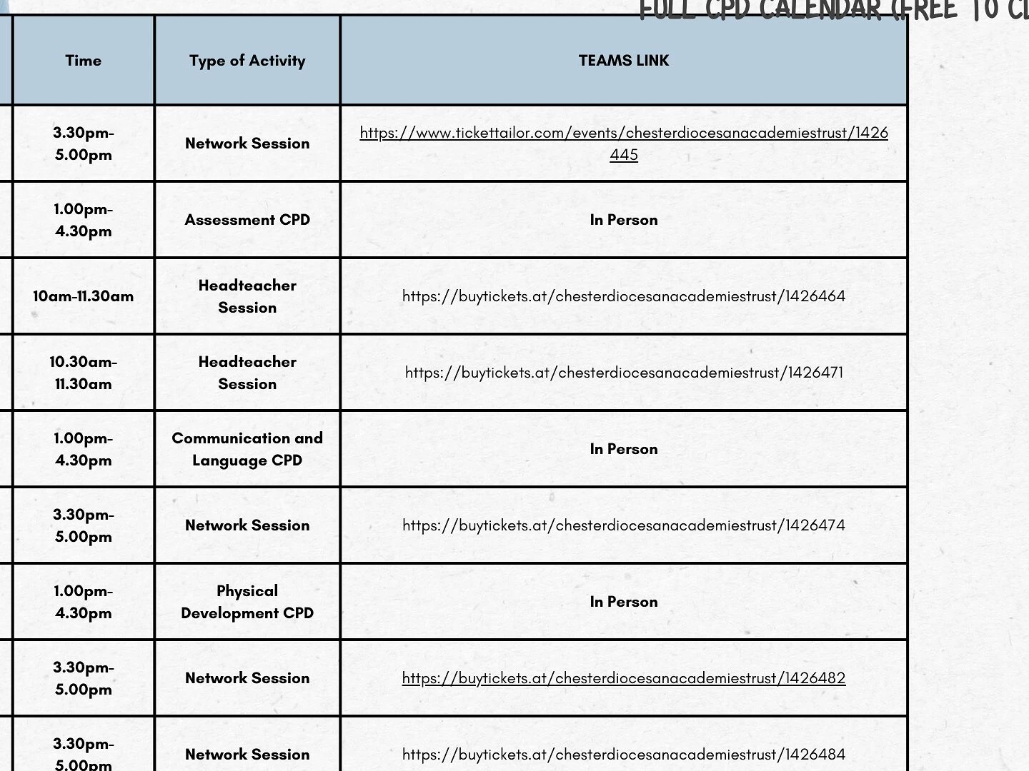 eyfs cpd booking links