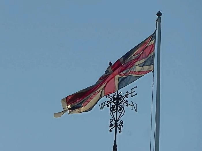 flag on church tower