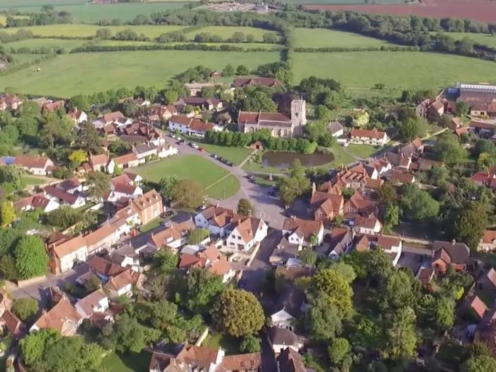 flying overview of village