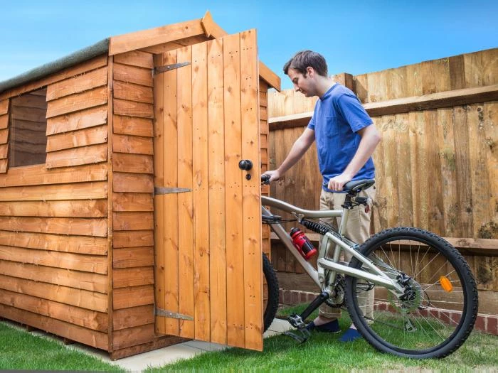 garden shed with bicycle