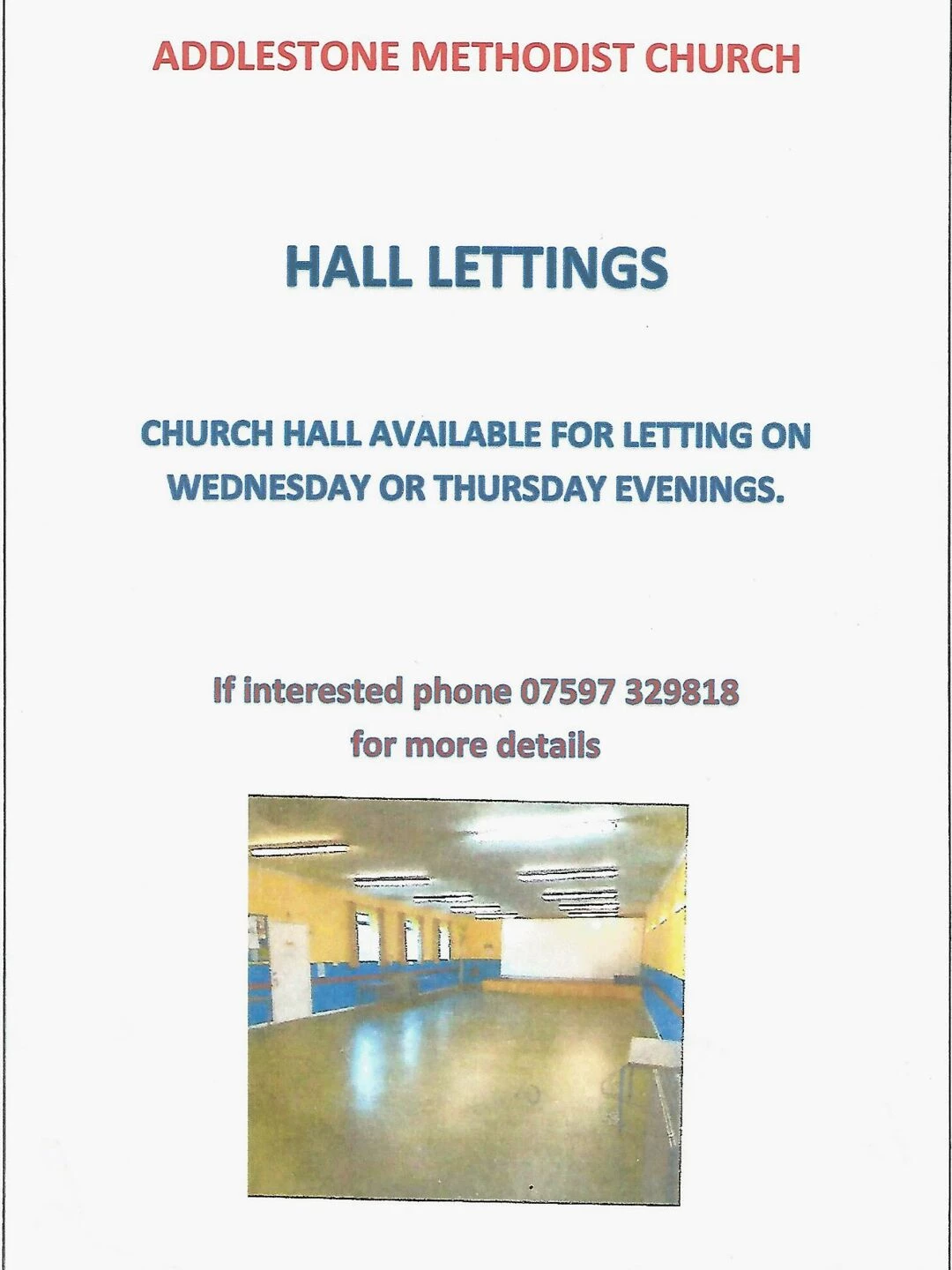 hall lettings