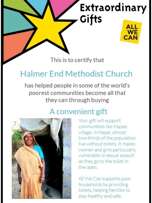 halmer end methodist church  extraordinary gifts certificate161026
