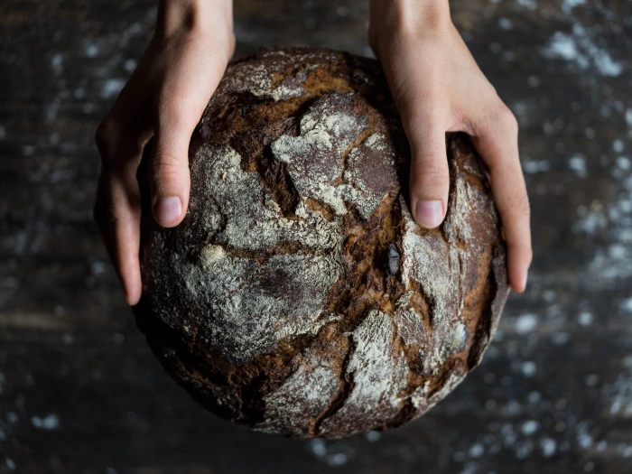 human holding a bread