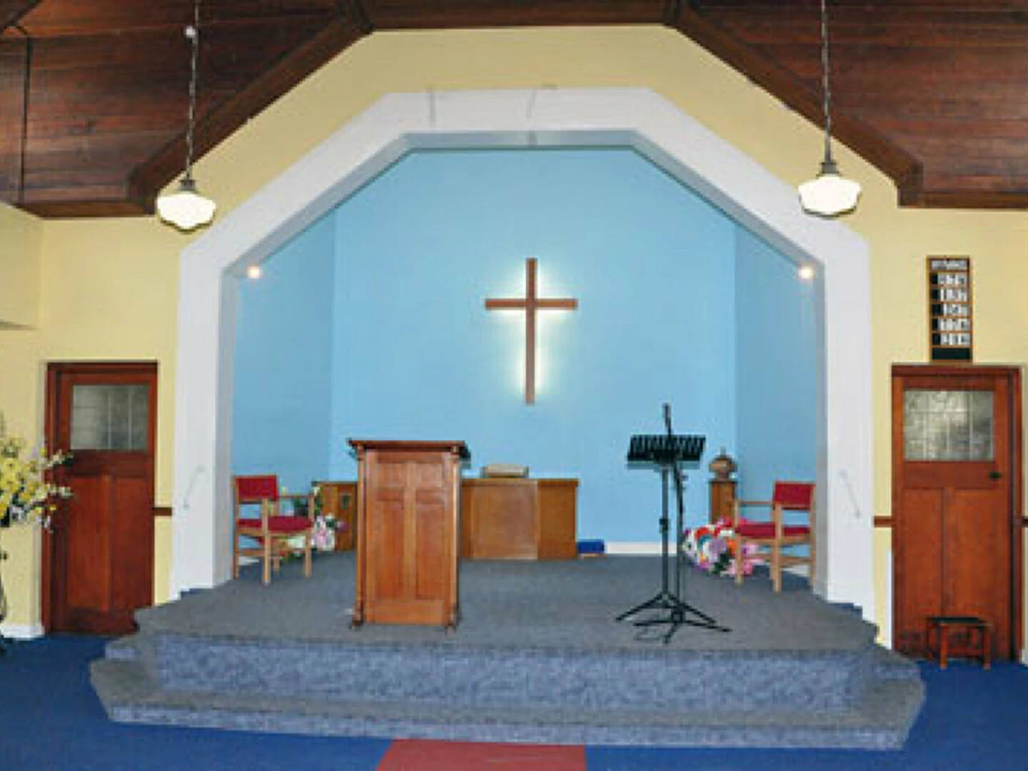 inside the church at the front