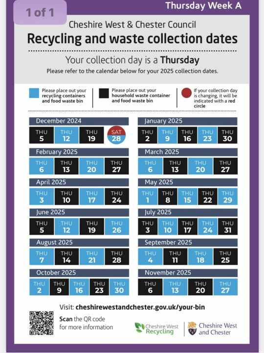 Tattenhall Business Alliance Waste and Recycling Calender 2025