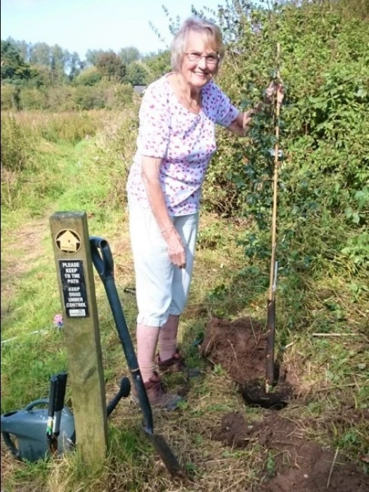 margaret planting the first tree  sept 2020