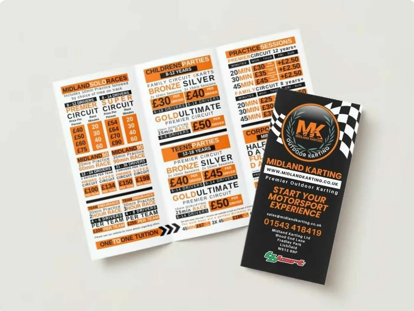 midland karting leaflets design proof