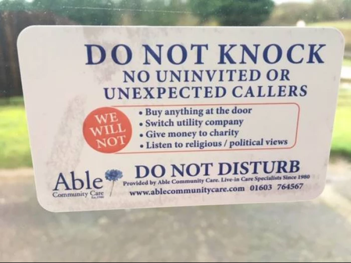 no cold callers