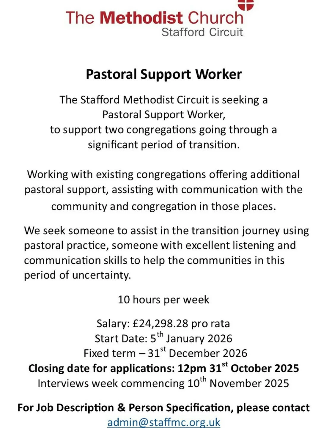 pastoral support role