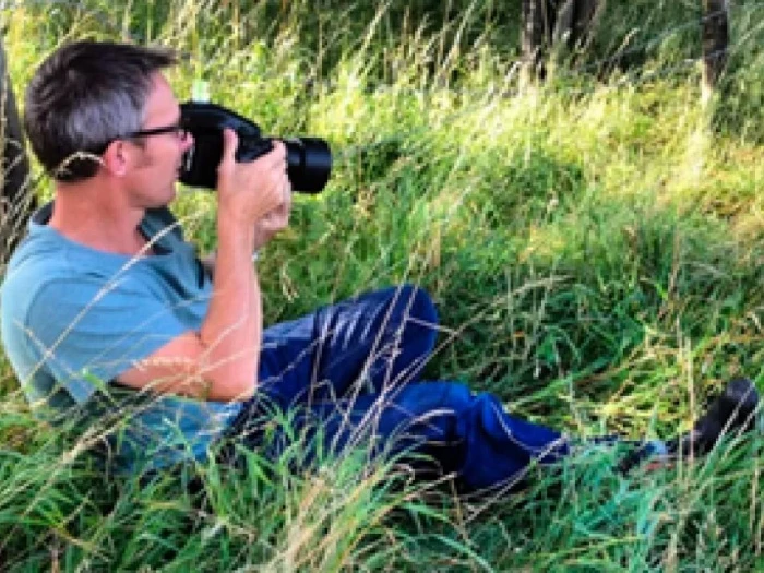 photographer in garden