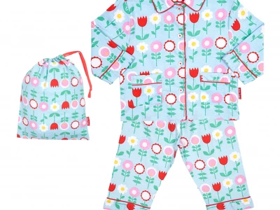 pjtblflow blue flower brushed cotton pyjamas