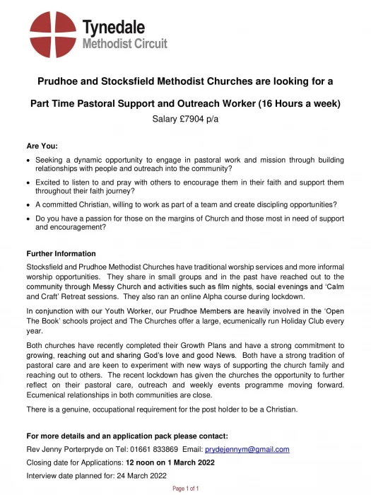 pt pastoral support  outreach worker feb2022