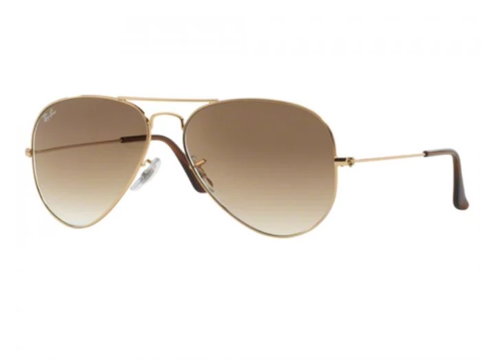 rayban aviator in gold with gradient brown lenses rb3025 00151