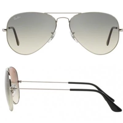rayban aviator in silver with gradient grey lenses rb3025 00332