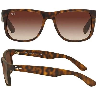 rayban justin in light havana with gradient brown lenses