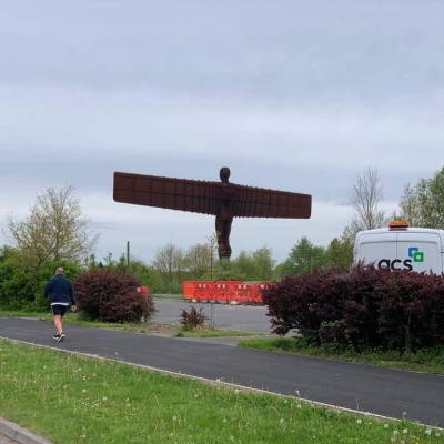 revd john kime at the angel of the north