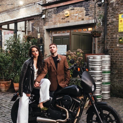 silk trousers motorbike couple p