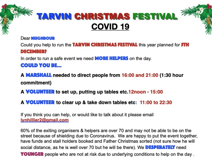 tarvin christmas market help needed
