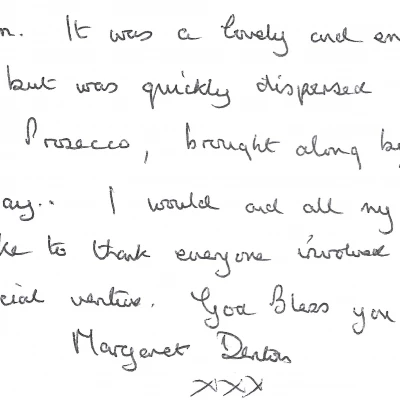 thank you letter from margaret  sept 2020