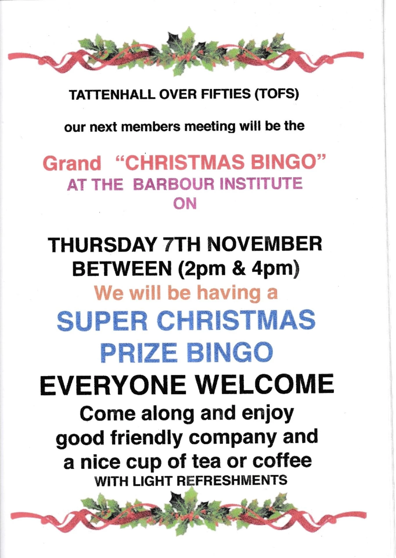 tofs christmas prize bingp