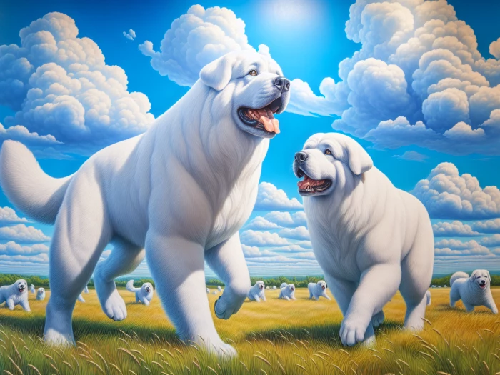 two large white dogs ai
