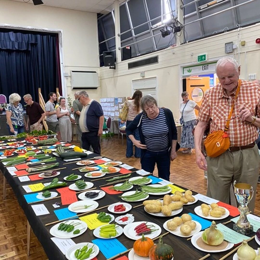 viewing vegetable exhibits