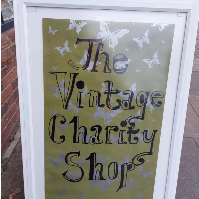 vintage charity shop  sign