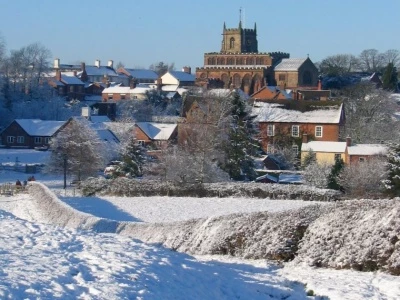 winter scene  audlem and st james