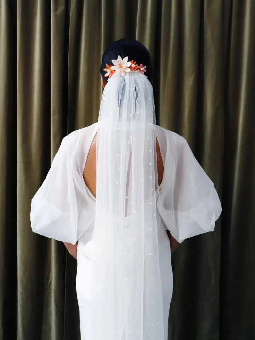 wolf and moon meadow comb with paper to lace veil and cirrus top full length view