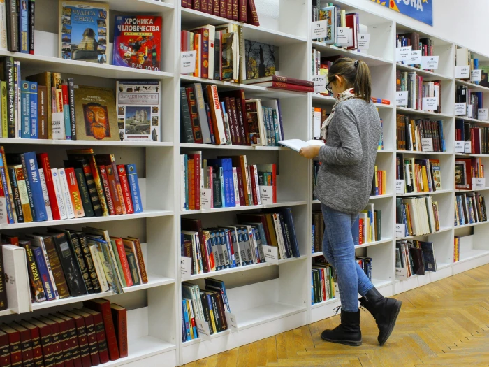 woman reading book