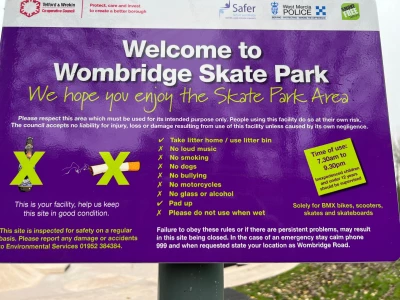 wombridge skatepark sign