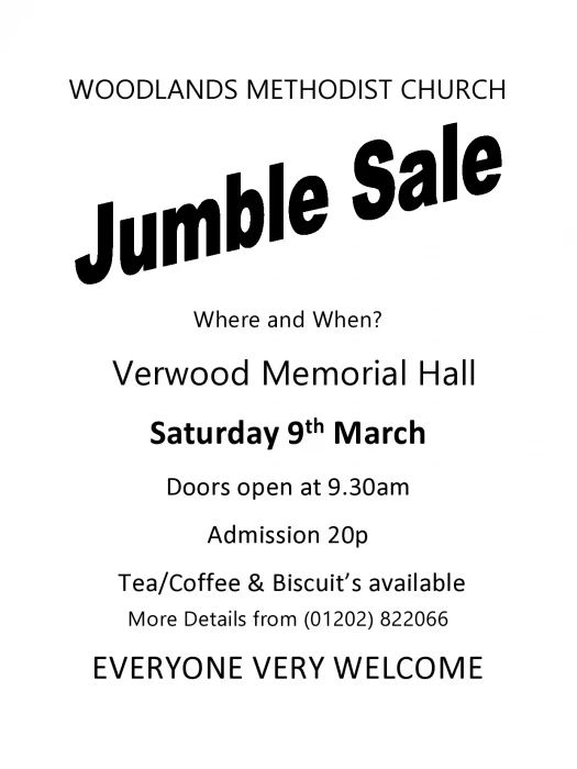 woodlands jumble sale march 2024